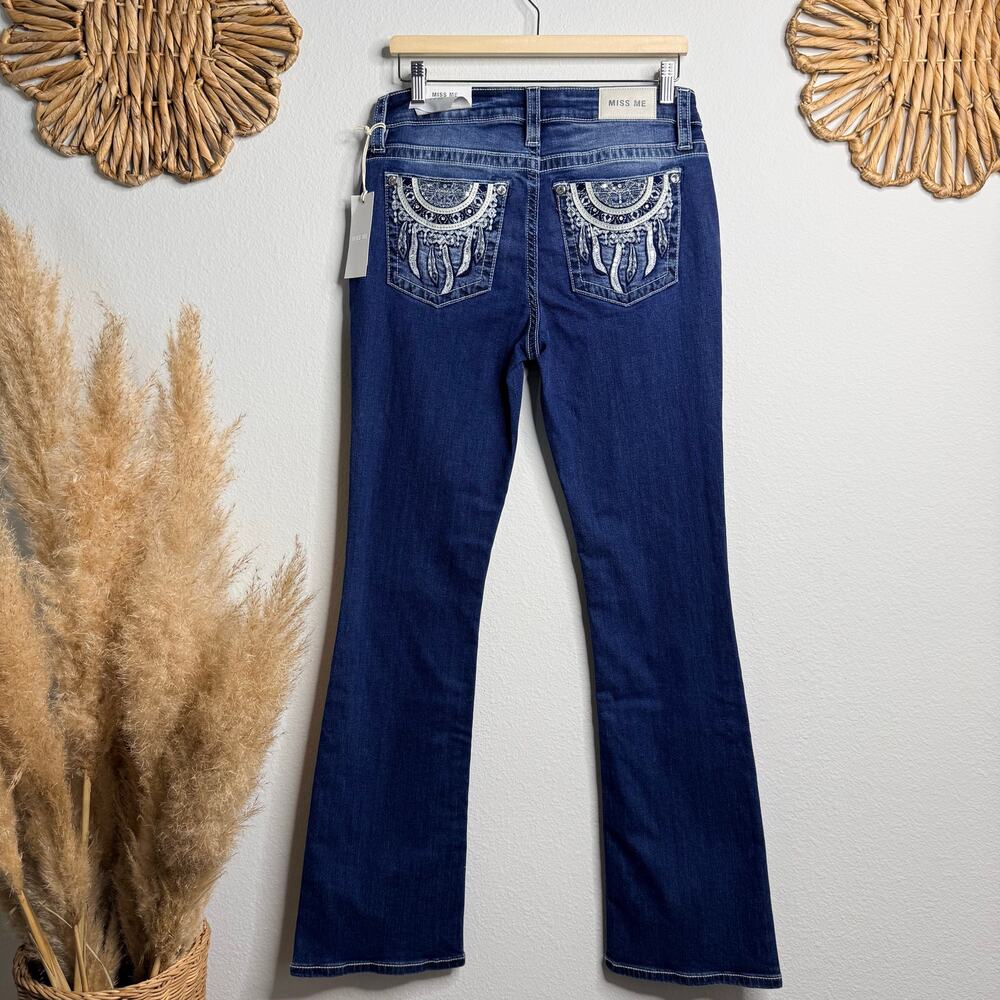 MISS ME bootcut jeans mid rise embroidered sequins embellished jeweled denim - Picture 5 of 9